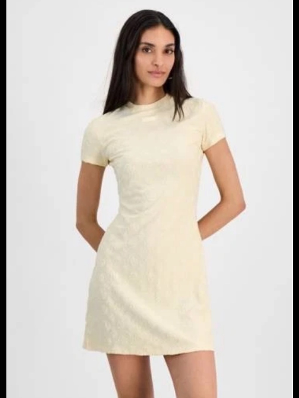GUESS Cream Embossed Mini Shift Dress